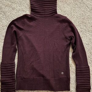 Women's Ribbed Smartwool Turtleneck Sweater - Burgundy